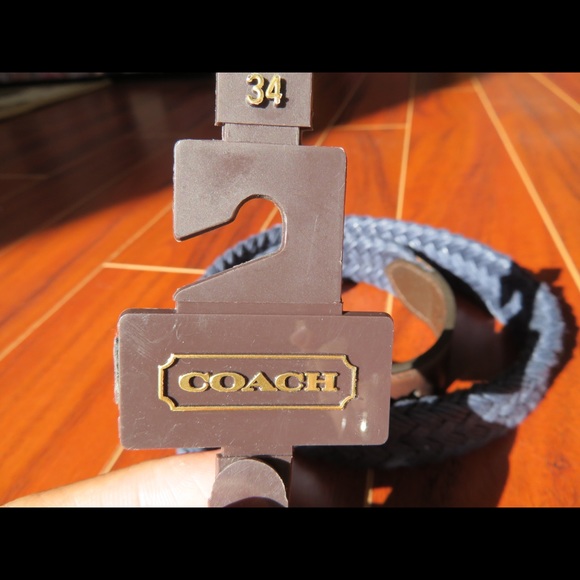 COACH New Flat Braided Belt in Blue 34” - Picture 2 of 4
